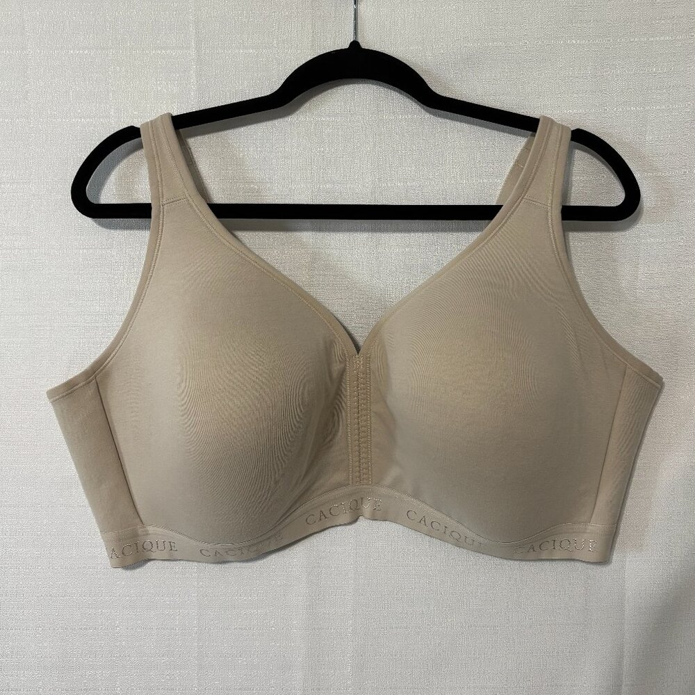 Cacique Lightly Lined‎ No-Wire Wireless Nude T-Shirt Back Smoothing Bra 46DDD